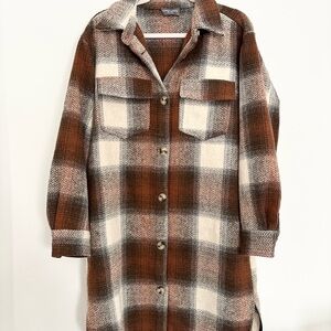 Boutique Plaid Jacket in Brown and Cream